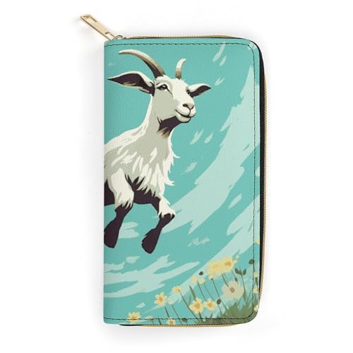 Goat Frolic Slim Thin Credit Card Wallet, PU Leather Bifold Cash Wallet, Zipper Coin Pocket ID Window Wallet Storage Bag Wallet Coin Purse Pouch Change Holder Small with Zipper for Men And Women, Stil von LDTVSFZQ