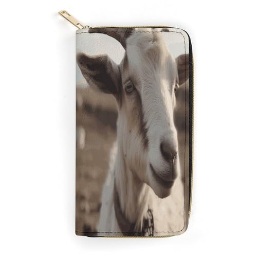 Goat on Hillside Slim Thin Credit Card Wallet, PU Leather Bifold Cash Wallet, Zipper Coin Pocket ID Window Wallet Storage Bag Wallet Wallet Coin Purse Pouch Change Holder Small with Zipper for Men And von LDTVSFZQ