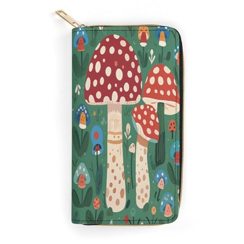 Hippie Mushroom Slim Thin Credit Card Wallet, PU Leather Bifold Cash Wallet, Zipper Coin Pocket ID Window Wallet Storage Bag Wallet Wallet Coin Purse Pouch Change Holder Small with Zipper for Men And von LDTVSFZQ