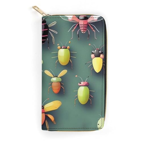 Insect Atlas Slim Thin Credit Card Wallet, PU Leather Bifold Cash Wallet, Zipper Coin Pocket ID Window Wallet Storage Bag Wallet Coin Purse Pouch Change Holder Small with Zipper for Men And Women von LDTVSFZQ