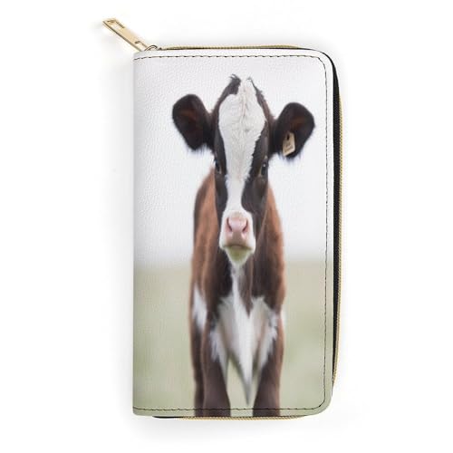 LDTVSFZQ Cow Slim Thin Credit Card Wallet, PU Leather Bifold Cash Wallet, Zipper Coin Pocket ID Window Wallet Storage Bag Wallet Coin Purse Pouch Change Holder Small with Zipper for Men And Women von LDTVSFZQ