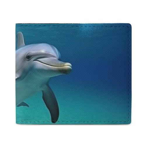 LDTVSFZQ Delfine Underwater Full Print Wallet, Double Fold Credit Card Wallet Change Wallet Card Case Money Organizer Wallet Cash Wallet with Smooth Zipper for Women Ladies Women, Style, One Size von LDTVSFZQ