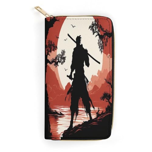 LDTVSFZQ Samurai Slim Thin Credit Card Wallet, PU Leather Bifold Cash Wallet, Zipper Coin Pocket ID Window Wallet Storage Bag Wallet Coin Purse Pouch Change Holder Small with Zipper for Men And Women von LDTVSFZQ