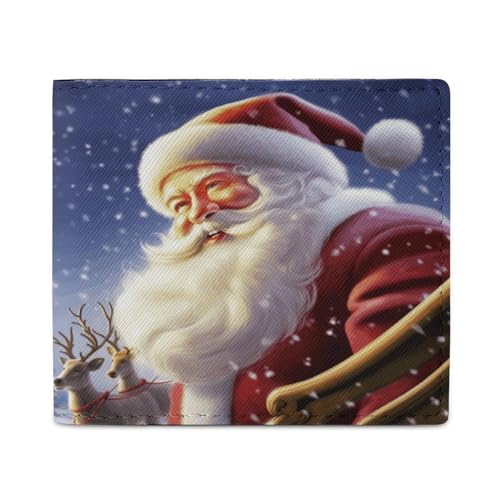 LDTVSFZQ Smiling Santa Claus Full Print Wallet Double Fold Credit Card Wallet Change Wallet Card Case Money Organizer Wallet Cash Wallet with Smooth Zipper for Women Ladies Women, Style, One Size von LDTVSFZQ