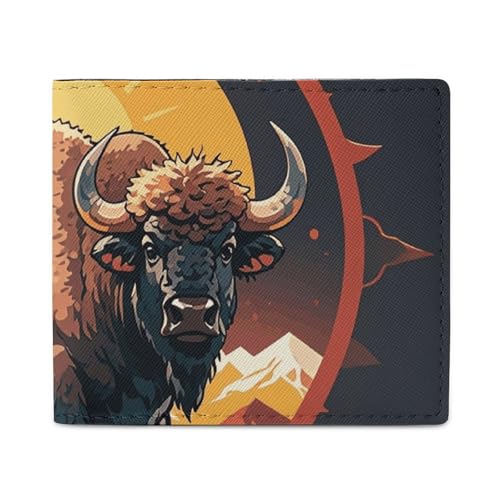 LDTVSFZQ Wild American Bison Mountains Full Print Wallet, Double Fold Credit Card Wallet Change Wallet Card Case Money Organizer Wallet Cash Wallet with Smooth Zipper for Women Ladies Women, Stil von LDTVSFZQ