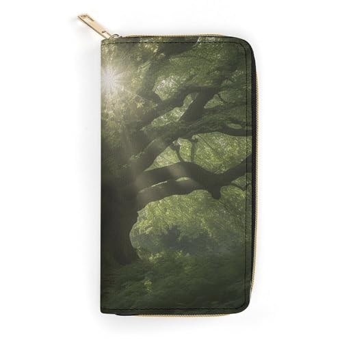 Looking for Trees Slim Thin Credit Card Wallet PU Leather Bifold Cash Wallet Zipper Coin Pocket ID Window Wallet Storage Bag Wallet Coin Purse Pouch Change Holder Small with Zipper for Men And Women von LDTVSFZQ