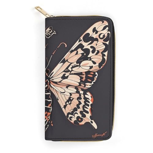 Moth Gothic Slim Thin Credit Card Wallet, PU Leather Bifold Cash Wallet, Zipper Coin Pocket ID Window Wallet Storage Bag Wallet Coin Purse Pouch Change Holder Small with Zipper for Men And Women, Stil von LDTVSFZQ