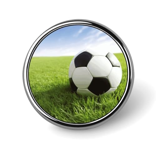 Namensschild-Halter, Motiv: Fußball auf Gras, klein, rund, personalisierbar, graviert, Metall-Identifikationsschilder für Kleidung, Mäntel, Westen, rund, Circular Namensschild-Halter, Motiv: Fußball auf Gras, klein, rund, personalisierbar, graviert, Metall-Identifikationsschilder für Kleidung, Mäntel, Westen, rund, Circular von LDTVSFZQ