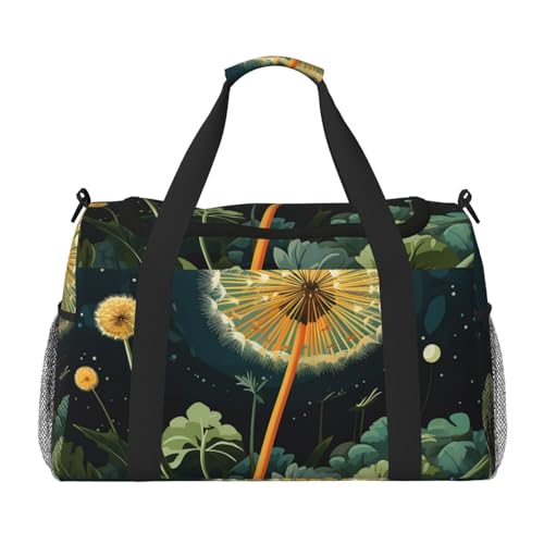 Reisetasche, leicht, wasserdicht, Tragetasche, faltbar, Wochenendtasche, Übernachtungstasche, Pusteblumen-Motiv, für Damen und Herren, Schwarz, Einheitsgröße, Schwarz, One Size Reisetasche, leicht, wasserdicht, Tragetasche, faltbar, Wochenendtasche, Übernachtungstasche, Pusteblumen-Motiv, für Damen und Herren, Schwarz, Einheitsgröße, Schwarz, One Size von LDTVSFZQ