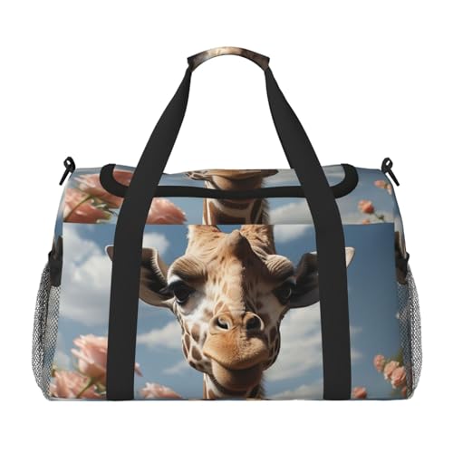 Reisetasche, leicht, wasserdicht, faltbar, Wochenendtasche, schöne Giraffe, Sport, Fitnessstudio, für Damen und Herren, Schwarz, Einheitsgröße, Schwarz , Talla única Reisetasche, leicht, wasserdicht, faltbar, Wochenendtasche, schöne Giraffe, Sport, Fitnessstudio, für Damen und Herren, Schwarz, Einheitsgröße, Schwarz , Talla única von LDTVSFZQ