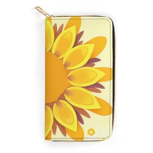 Sunflower Beauty Slim Thin Credit Card Wallet, PU Leather Bifold Cash Wallet, Zipper Coin Pocket ID Window Wallet Storage Bag Wallet Coin Purse Pouch Change Holder Small with Zipper for Men And Women von LDTVSFZQ