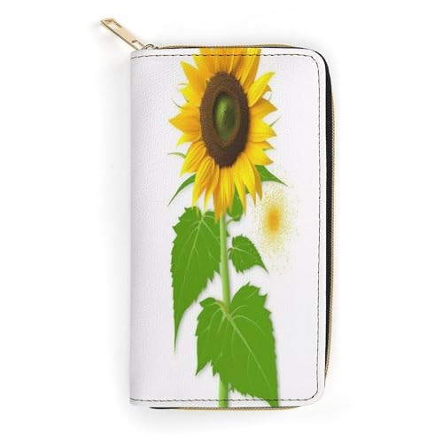 Sunflower and Weed Slim Thin Credit Card Wallet, PU Leather Bifold Cash Wallet, Zipper Coin Pocket ID Window Wallet Storage Bag Wallet Coin Purse Pouch Change Holder Small with Zipper for Men And Wome von LDTVSFZQ