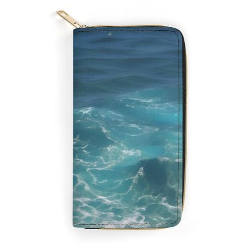 The Deep Blue Sea Slim Thin Credit Card Wallet, PU Leather Bifold Cash Wallet, Zipper Coin Pocket ID Window Wallet Storage Bag Wallet Coin Purse Pouch Change Holder Small with Zipper for Men And Women von LDTVSFZQ