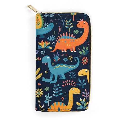 Vibrant Dinosaur Slim Thin Credit Card Wallet, PU Leather Bifold Cash Wallet, Zipper Coin Pocket ID Window Wallet Storage Bag Wallet Coin Purse Pouch Change Holder Small with Zipper for Men And Women von LDTVSFZQ