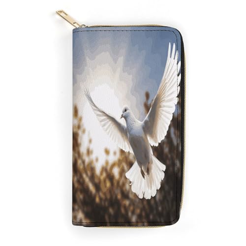White Dove Flying in The Sun Slim Thin Credit Card Wallet PU Leather Bifold Cash Wallet Zipper Coin Pocket ID Window Wallet Storage Bag Wallet Coin Purse Pouch Change Holder Small with Zipper for Me von LDTVSFZQ