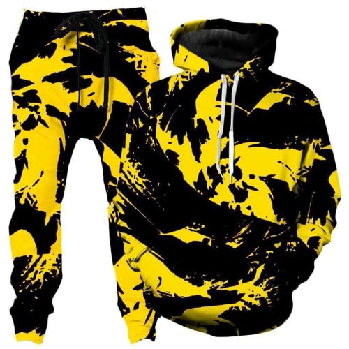 LDWAY Drucken im abstrakten Stil Kapuzenpullover Hip Hop Sweatshirts Kapuzenpulli Druck 3D Jogginganzug Unisex Sweatshirts Hoody + Hose Sets (style-a,M) von LDWAY