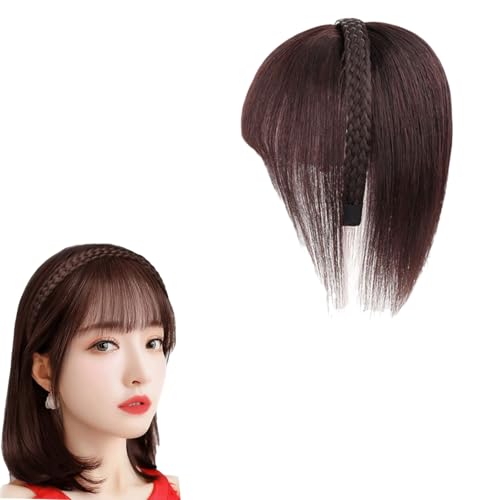 10" Zopf-Stirnband for Damen Haar-Topper Aus Echtem Menschenhaar 360° 3D-Haarteile Toupet Zum Anklipsen Extensions Aus Glattem Dunkelbraunem Haar for Den Täglichen Gebrauch von LDXEQIZ