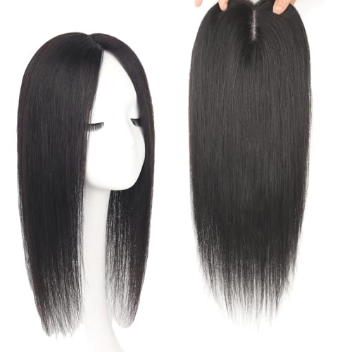 18-Zoll-Haar-Topper 100% Echthaarteile for Frauen 13 X 15 Cm Spitzen-Toupet Clip-In-Haarverlängerung for Dünner Werdendes Haar von LDXEQIZ