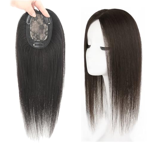 45 Cm Haar-Topper for Frauen 100% Echthaarteile 3 X 5 Zoll Basis Clip-In-Top-Perücken Elegante Glatte Haarverlängerungen for Leichten Haarausfall/Dünner Werdendes Haar/Graues Haar(Brown) von LDXEQIZ