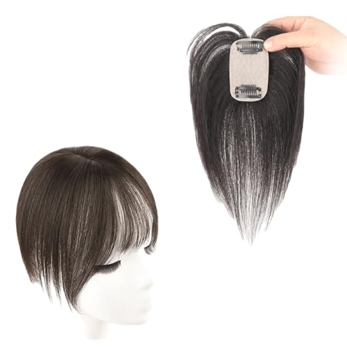 Clip-in-Pony for Damen 100% Echthaar-Topper Mit Französischem Pony 360° 3D-Cover-Haarteile 25 Cm Pony-Haarverlängerungen for Den Täglichen Gebrauch(Brown) von LDXEQIZ