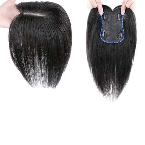Haar-Topper for Frauen Toupet Aus 100% Echthaar Handgebundene Perücken Mit Clip-in-Seide Haarteile Ohne Pony, 360°-Abdeckung Lange Glatte Haarverlängerungen(30cm) von LDXEQIZ