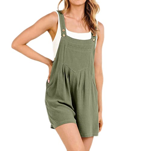 Damen Kurze Overalls Sommer Casual Verstellbarer Riemen Lose Leinen Kurze Latzhose Jumpsuit Strampler Latzhose Damen Sexy (AG, M) von LDadgf