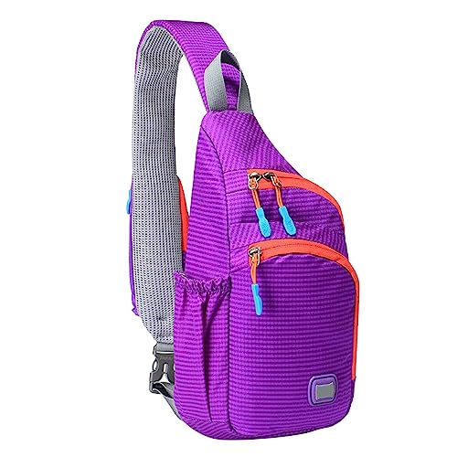 Herren- und Damen-Outdoor-Umhängetasche mit Reißverschluss, Umhängetasche, Radfahren, Sporttasche, Bergsteigen, Reisen, kleiner Rucksack Schlupfhose Damen Schwarz Mit 5 Taschen (Purple, One Size) von LDadgf