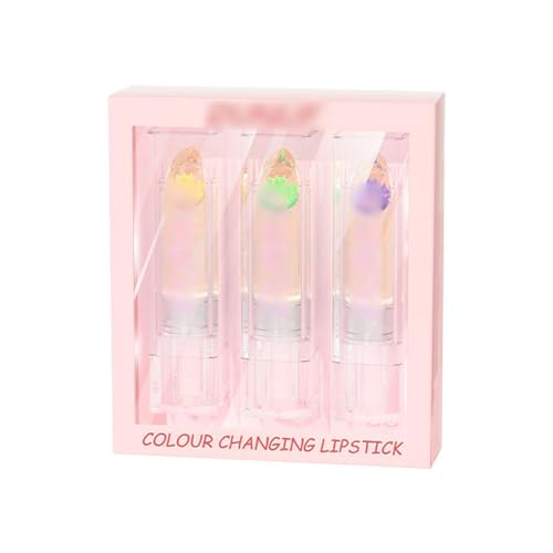 LDadgf 3-teiliges Set mit farbwechselndem Lippenstift „Dry Flower“ mit Goldfolie Lipgloss Kinder (B, A) von LDadgf