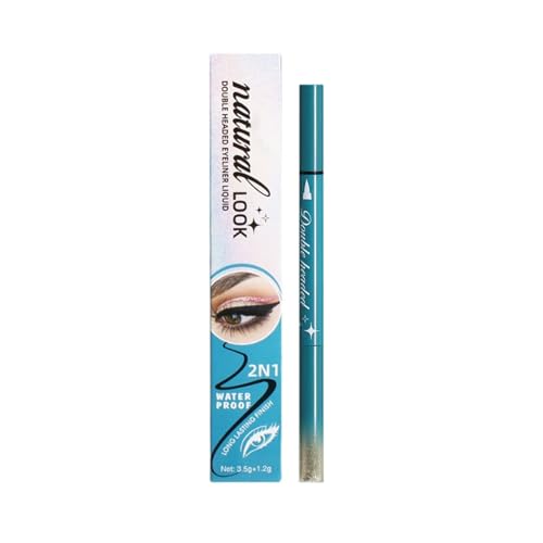 LDadgf Eyeliner One Pen Verwenden Sie einen Doppelkopf-Eyeliner-Stift, schweißfest, nicht färbbar, Perlen-Lidschattenstift, Cat-Eyeliner-Vorlage Eyeliner Blau Flüssig (D, One Size) von LDadgf
