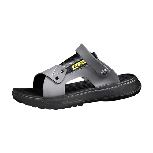 LDadgf Herren Sandalen Sport Sommer Strand Hausschuhe Schiebe Outdoor Remote Hausschuhe Sandalen Herren Schuhe Business Schwarz (Grey, 44) von LDadgf