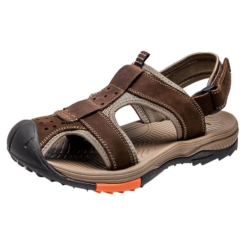 LDadgf Herren Sommer Atmungsaktive Dicke Sohle Bequeme Strandschuhe Sandalen Schuhe Herren Original (Brown, 39) von LDadgf