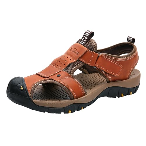 LDadgf Herren Sommer Stirnband Atmungsaktive Dicke Sohle Casual Strand Schuhe Sandalen Barfuß Schuhe Herren Outdoor (Brown, 39) von LDadgf