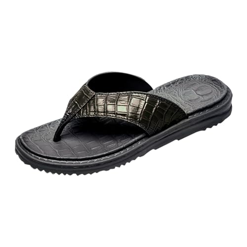 LDadgf Herren Strand Flip Flops Hohl Casual Clip Toe Hausschuhe Flache Schuhe Vintage Sandale Hausschuhe Schuhe Herren Schwarz 46 (Brown, 39) von LDadgf