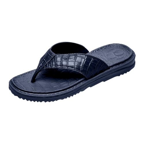 LDadgf Herren Strand Flip Flops Hohl Casual Clip Toe Hausschuhe Flache Schuhe Vintage Sandale Hausschuhe Schuhe Herren Schwarz 46 (Dark Blue, 39) von LDadgf