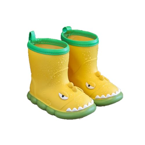 LDadgf Kinder süße Dinosaurier weiche Sohle Regenstiefel Baby Wasserstiefel Junge Winter Schuhe 41 (Yellow, 26 Toddler) von LDadgf