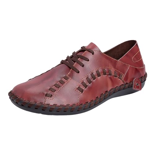 LDadgf Klassische, handgefertigte Freizeitschuhe mit Schnürung, Business-Casual, Bequeme, formelle Herren-Lederschuhe Schuhe Herren 42 5 (Brown, 38) von LDadgf