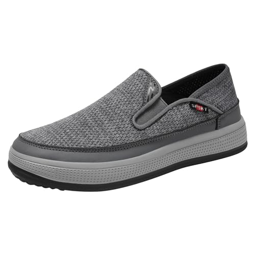 LDadgf Modische Herren-Sportschuhe für Frühjahr und Sommer, Flache Unterseite, leichtes, atmungsaktives Mesh, zum Reinschlüpfen, bequem, einfarbig, einfach. Eigenschaften: Schuhe Schwarz (Grey, 42) von LDadgf