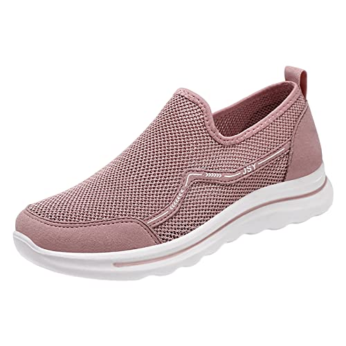 LDadgf Neue fliegende Weberei Wanderschuhe atmungsaktiv und bequem Damen Casual Jogging Sommer Atmungsaktive Mesh Schuhe Sneaker Einlegesohlen Damen, rose, 38.5 EU von LDadgf