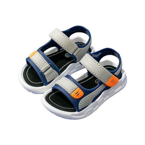 LDadgf Sandalen Sommer Strandschuhe Hakenschlaufe Atmungsaktive rutschfeste Sandalen Sportliche Sandalen Jungs (Blue, 25 Toddler) von LDadgf