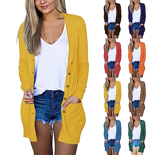 Sommer-Strickjacken Für Damen – Herbst-Strickjacke Für Damen, Locker, Lang, Dünn, Einreihig, Strickjacke, Damenbekleidung, Weicher Pullover, Leicht Zu Tragen von LDadgf