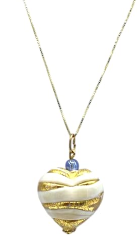 Herz-Anhänger aus Muranoglas, antikes Muranoglas, komplett mit Silberkette, Medio, Glas, Glas Herz-Anhänger aus Muranoglas, antikes Muranoglas, komplett mit Silberkette, Medio, Glas, Glas von LE GEMME DI VENEZIA