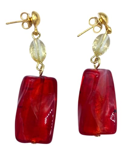 Ohrring aus Glas antik Murrina Venedig grün rot, L, Edelstahl, Glas Ohrring aus Glas antik Murrina Venedig grün rot, L, Edelstahl, Glas von LE GEMME DI VENEZIA