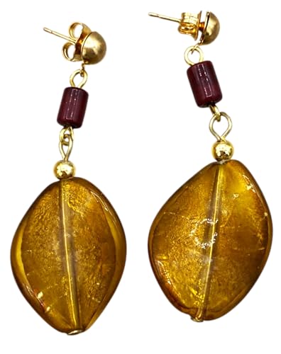 Ohrring aus antikem Glas Murrina Venedig Bernstein VR303, L, Edelstahl, Glas Ohrring aus antikem Glas Murrina Venedig Bernstein VR303, L, Edelstahl, Glas von LE GEMME DI VENEZIA