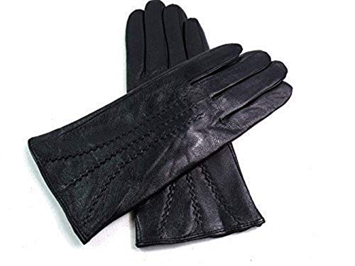 Damen Premium Quality Super Weich Leder Handschuhe Pelzfutter Streifen Detail Slim Fit - Schwarz, M Damen Premium Quality Super Weich Leder Handschuhe Pelzfutter Streifen Detail Slim Fit - Schwarz, M von LE