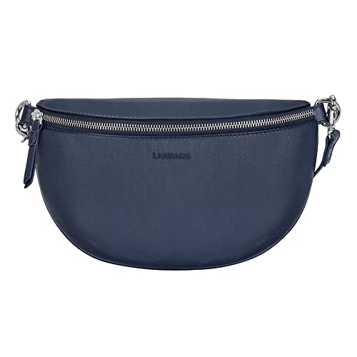 LEABAGS kleine Bauchtasche Damen Leder | Kleine Umhängetasche Damen aus echtem Leder | Gürteltasche Damen mit Reißverschluss | Crossbody Bag Damen | Crossbag Damen | Hip Bag | Blau von LEABAGS