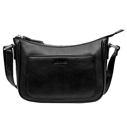 LEABAGS Kairo Umhängetasche I Echtes Leder I Handtasche für Damen I Schultertasche I 28x8x18 cm I Shopper Schwarz von LEABAGS