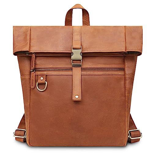 LEABAGS Leder Rucksack Damen & Herren I Echtleder Premium Daypack I Eleganter Backpack Frauen & Männer I Lederrucksack von LEABAGS