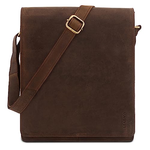 LEABAGS Leder Messenger Bag, London Vintage Herren Umhängetaschen, Echtleder Aktentasche Laptoptasche bis 13 Zoll, Umhängetasche mit Schultergurt Arbeitstasche Herren Lehrertasche 38 x 33 x 10cm von LEABAGS