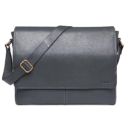 LEABAGS Messenger Bag, Oxford Echtleder Umhängetasche Herren Ständiger Begleiter, Leder Laptoptasche bis 15 Zoll Ausreichend Platz, Umhängetasche mit Schultergurt Begleiter Zur Arbeit von LEABAGS