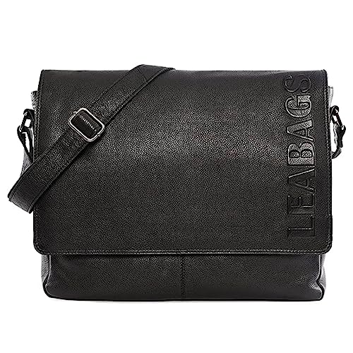 LEABAGS Messenger Bag, Oxford Echtleder Umhängetasche Herren Ständiger Begleiter, Leder Laptoptasche bis 15 Zoll Ausreichend Platz, Umhängetasche mit Schultergurt Begleiter Zur Arbeit von LEABAGS